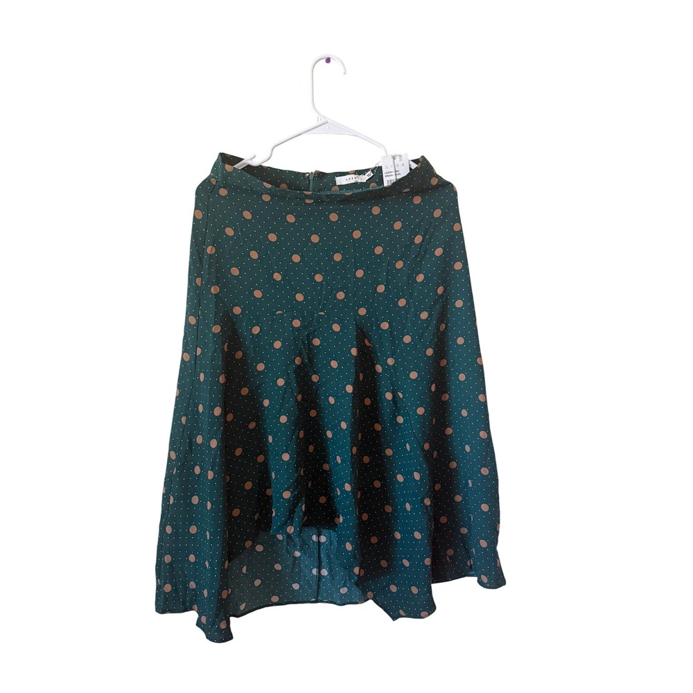 Lush‎ Green Polka Dot High Low Midi Skirt Size M Summer Flowy NWT LS30515-003